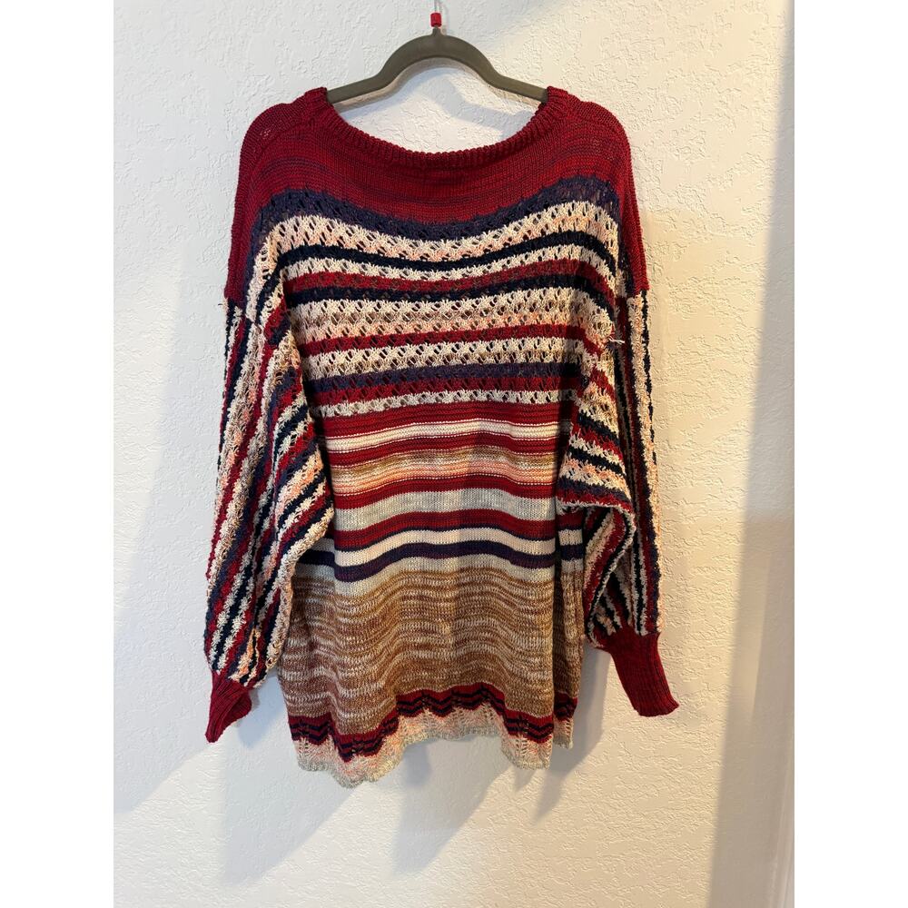 Umgee Striped Knit Sweater Oversized Cozy Pullover Size L - Picture 3 of 11